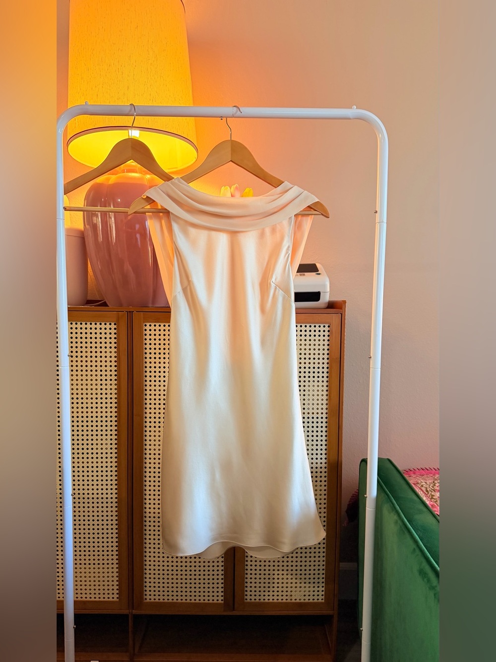 Reformation Jonelle Silk Dress In Almond, NWOT, NEVER WORN, NO FLAWS. - Picture 7 of 16